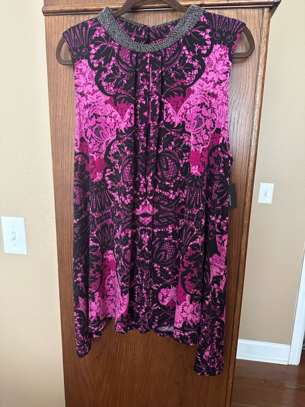 Alfani Pink and Black Tunic Top